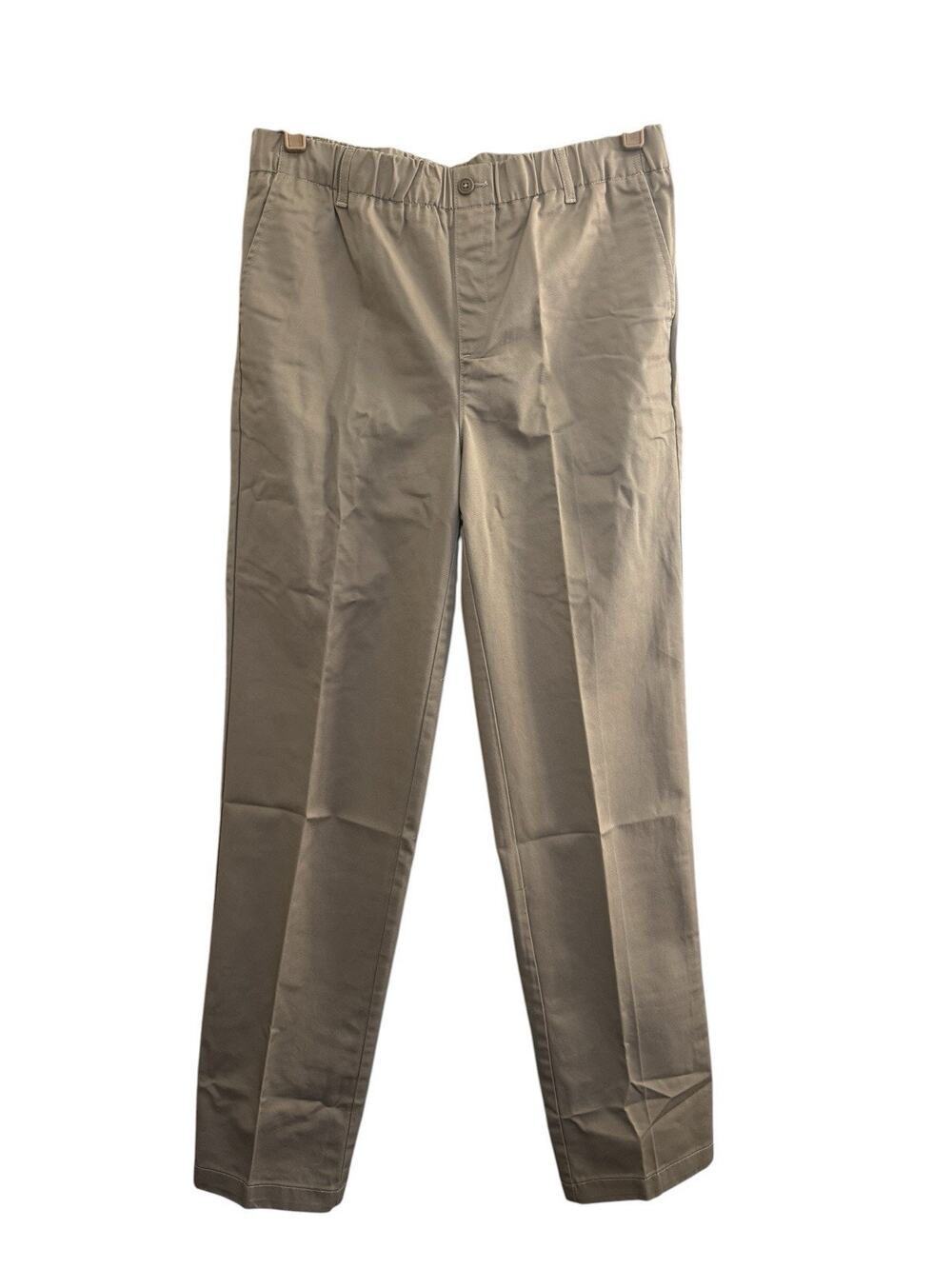 Lands End Boys 8 HUSKY (26Wx22.5"L) Elastic Waist Pullon Khaki Chino Pants #7387